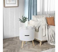 HOMCOM Side Coffee Table End Desk Night Stand Storage Detachable Tray in White HOMCOM White