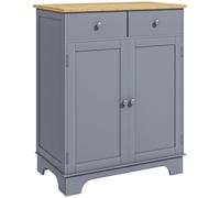 HOMCOM Side Storage Multi-use Sideboard Table Kitchen Floor Cabinet with Solid Wood Top, Adjustable Shelf, Drawer, Grey