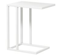 Homcom C Shape Side Table W/ Wood-effect Top, White, White