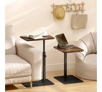 Homcom Side Table, C Shaped End Table With Adjustable Height And Metal Base