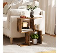 HOMCOM Side Table with Storage Shelves, 3-Tier, S-Shaped Narrow End Table in Brown HOMCOM Brown