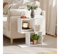 HOMCOM Side Table with Storage Shelves, 3-Tier, S-Shaped Narrow End Table in White HOMCOM White