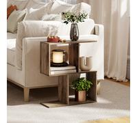 HOMCOM S-Shaped Side Table, 3-Tier Narrow End Table with Storage Shelves, Modern Nightstand for Living Room, Bedroom, 50W x 19.5D x 58H cm, Oak