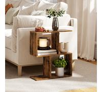 HOMCOM Side Table with Storage Shelves, 3-Tier, S-Shaped Narrow End Table in Brown HOMCOM Brown