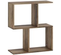 HOMCOM Side Table, Narrow End Table with Storage Shelves, S-Shaped, 3-Tier, 50W x 19.5D x 58H cm, Oak