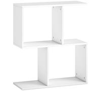 HOMCOM Side Table, Narrow End Table with Storage Shelves, S-Shaped, 3-Tier, 50W x 19.5D x 58H cm, White