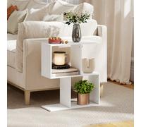 HOMCOM S-Shaped Side Table 3-Tier 50W x 19.5D x 58H cm, White
