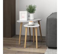 Homcom Side Table Set Of 2, Modern End Coffee Bedside Tables Grey Natural