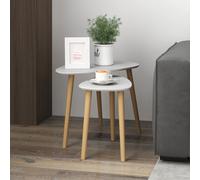HOMCOM Side Table Set of 2, Modern End Coffee Bedside Tables Grey Natural, Grey