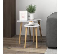 Homcom Side Table Set Of 2, Modern End Coffee Bedside Tables Grey Natural In Light Grey Light Grey