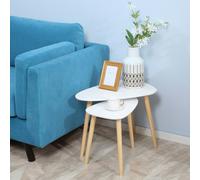HOMCOM Side Table Set of 2, Modern End Coffee Bedside Tables White Natural