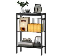 HOMCOM Side Table with Storage, Small Table for Living Room, Bedroom, Black