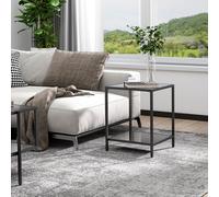 HOMCOM Side Table With Tempered Glass Top With Steel Frame Black, Black