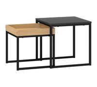 Homcom Side Tables Nesting Contemporary Square Oak Effect/Black