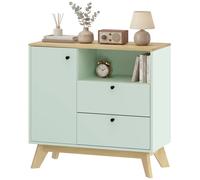 HOMCOM Sideboard, 80 cm Buffet Cabinet with 2 Drawers, Light Green and Oak