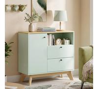 Homcom Sideboard, 80 Cm Buffet Cabinet With 2 Drawers, Light Green And Oak Light Green One Size