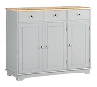 HOMCOM Sideboard 835-511GY MDF (Medium-Density Fibreboard), Rubberwood 3 Doors 3 Drawers