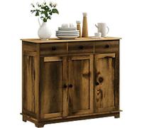 HOMCOM Sideboard 835-511V80RB MDF (Medium-Density Fibreboard), Rubberwood 3 Doors 3 Drawers