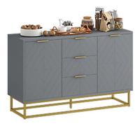 HOMCOM Sideboard 837-151GY MDF (Medium-Density Fibreboard), Steel 2 Doors 3 Drawers