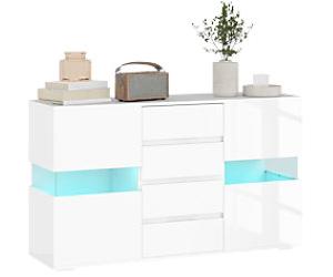 HOMCOM Sideboard 83B-176V70WT MDF (Medium-Density Fibreboard) 2 Doors 4 Drawers