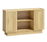 HOMCOM Sideboard Buffet Cabinet, 133 cm Storage Cabinet with 2 Open Shelves, 2 Cupboards and Soft Close Doors, Natural