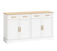 HOMCOM Sideboard Buffet Cabinet, 140 cm Kitchen Storage Cabinet with 4 Drawers, 4 Doors and 2 Adjustable Shelves, White