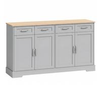 HOMCOM Sideboard Buffet Cabinet, 140 cm Kitchen Storage Cabinet with 4 Drawers, 4 Doors and 2 Adjustable Shelves, Grey