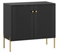 HOMCOM Sideboard Buffet Cabinet, Coffee Bar Cabinet with Fluted Doors and Adjustable Shelf, Black