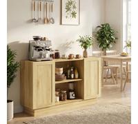 Homcom Sideboard Buffet Cabinet, Modern Farmhouse Storage Cabinet, Natural