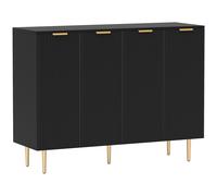 HOMCOM Sideboard Buffet Cabinet, Modern Kitchen Storage Cabinet with 4 Doors and Adjustable Shelves Black