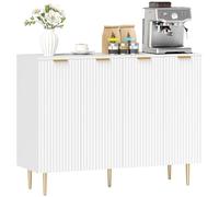 HOMCOM Sideboard Buffet Cabinet, Modern Kitchen Storage Cabinet with 4 Doors and Adjustable Shelves, Living Room Cabinet with Metal Legs for Hallway, White