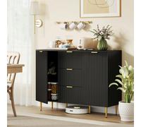 HOMCOM Sideboard Buffet Cabinet w/ 3 Drawers and Adjustable Shelves, Black