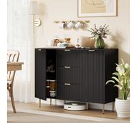 HOMCOM Sideboard Buffet Cabinet w/ 3 Drawers and Adjustable Shelves, Black
