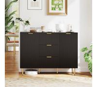 Homcom Sideboard Buffet Cabinet W/ 3 Drawers And Adjustable Shelves, Black