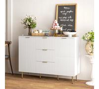 HOMCOM Sideboard Buffet Cabinet w/ 3 Drawers and Adjustable Shelves, White