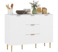 HOMCOM Sideboard Buffet Cabinet w/ 3 Drawers and Adjustable Shelves - White | TJ Hughes