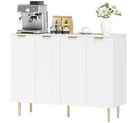 Homcom Sideboard Buffet Cabinet With 4 Doors And Adjustable Shelves, White White