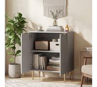 HOMCOM 2 Door Grey Sideboard Cabinet with Adjustable Shelf - Size: 60 x 40 x 80cm - Gold - Wilko