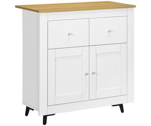 HOMCOM Sideboard Cabinet, Modern Kitchen Cupboard with Double Doors and Drawers for Dining Room, Living Room and Entryway, White Aosom UK
