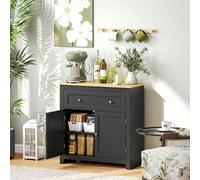 HOMCOM Sideboard, Kitchen Storage Cabinet w/ Adjustable Shelf, Drawer in Black HOMCOM Black