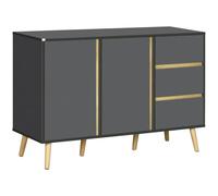 HOMCOM Sideboard Modern Kitchen Cupboard Double Doors 3 Drawers Dark Grey | Adjustable Shelves, Living Room, Dining Room