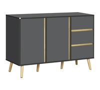 HOMCOM Sideboard, Modern Kitchen Cupboard with Double Doors & 3 Drawers in Dark Grey HOMCOM Dark Grey