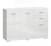 HOMCOM Sideboard, Modern Storage Cabinet with 2 Drawers, 3 Doors and Adjustable Shelves, High Gloss White