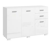 HOMCOM Sideboard, Modern Storage Cabinet w/ 2 Drawers, 3 Doors, Adjustable Shelves, Kitchen Cabinet for Living Room, Dining Room, High Gloss White