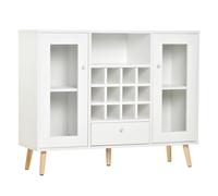 Homcom Sideboard Scandi Wine Storage Glass Doors White/Oak