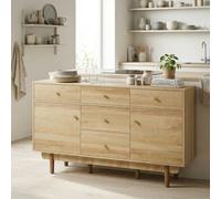 Homcom Sideboard Soft Close Doors Wood Legs Walnut
