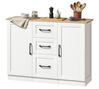 Homcom Sideboard Storage Cabinet, Buffet Storage Cabinet With 3 Drawers In White White