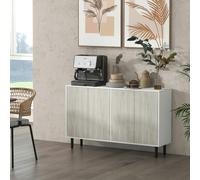 HOMCOM Kitchen Sideboard Storage Cabinet for Living Room with Adjustable Shelves 4 Doors and Pine Wood Legs White
