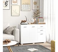 HOMCOM Modern Sideboard Kitchen Storage Cabinet with 2 Drawers, White - White