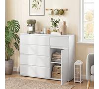 HOMCOM Sideboard Storage Cabinet, Kitchen Cupboard with 5 Drawers in White HOMCOM White